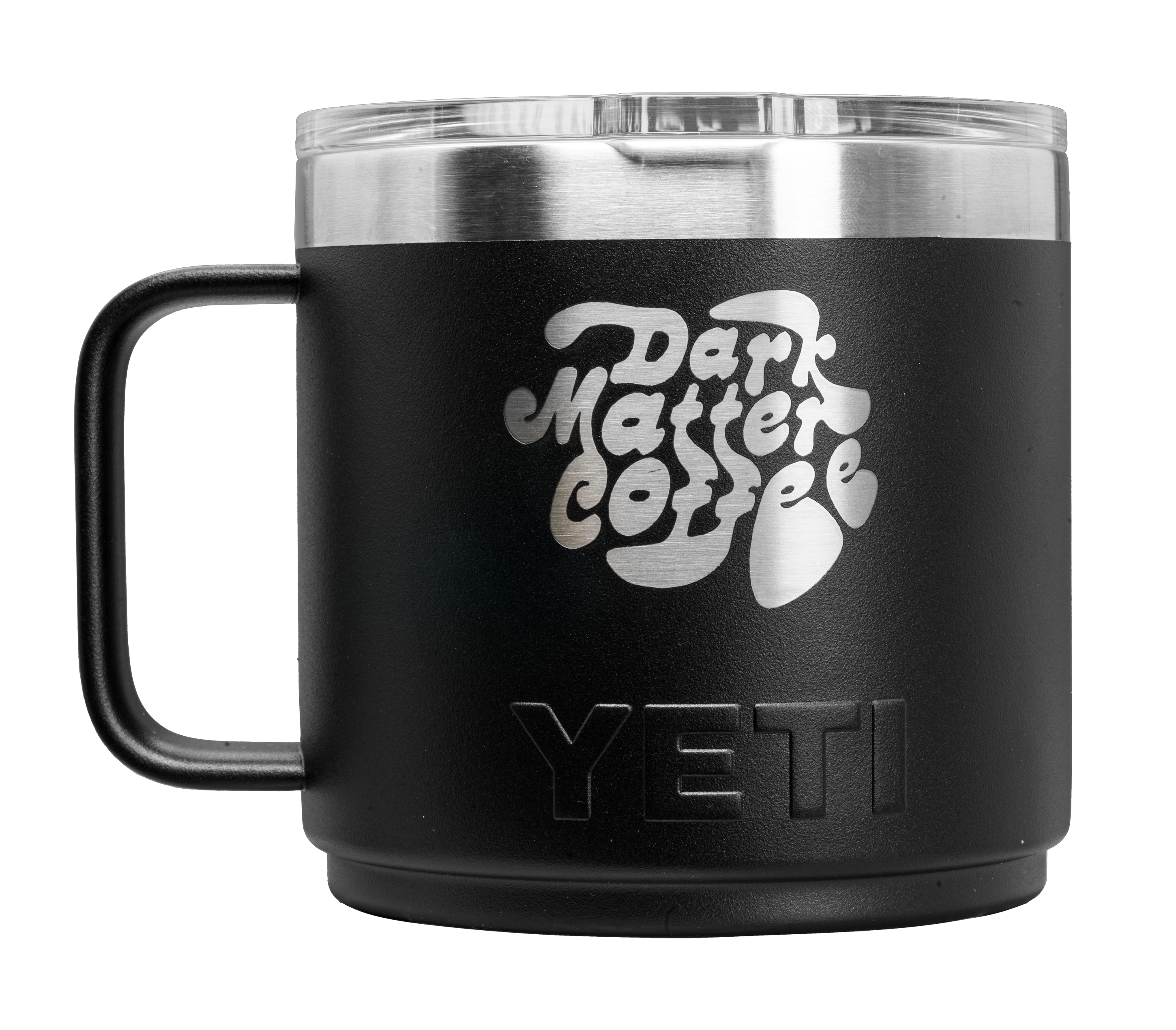 Black yeti mug with logo